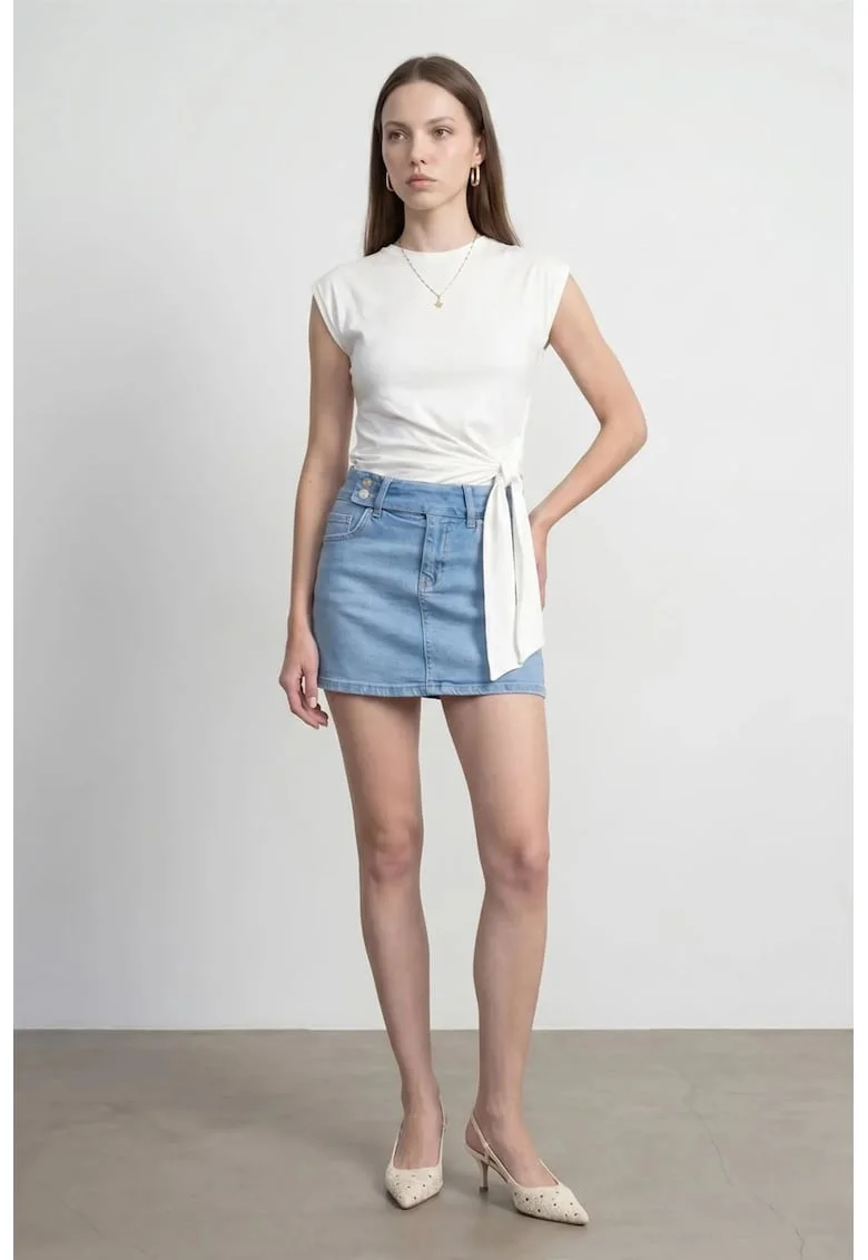 Tricou dama  bumbac, fara maneci, guler rotund, alb