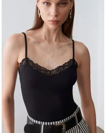 Bluza Cami  Slim Fit, Negru, Captusita, Modal cu Elastan