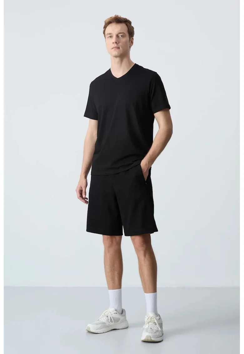 Pantaloni scurti, Barbati, Pantaloni scurti TOMMY din jerseu pentru barbati, Negru,