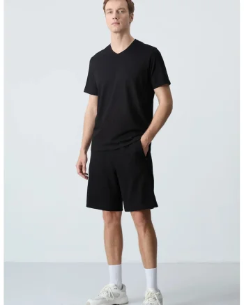 Pantaloni scurti, Barbati, Pantaloni scurti TOMMY din jerseu pentru barbati, Negru,