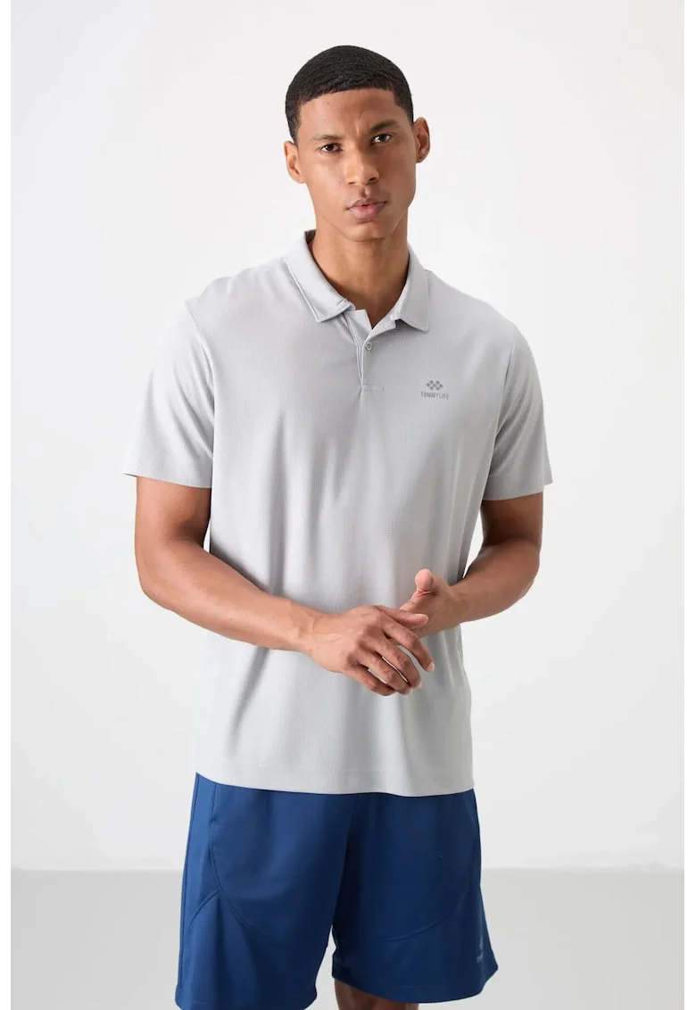 Tricou Polo  Gri deschis, broderie logo, 100% poliester