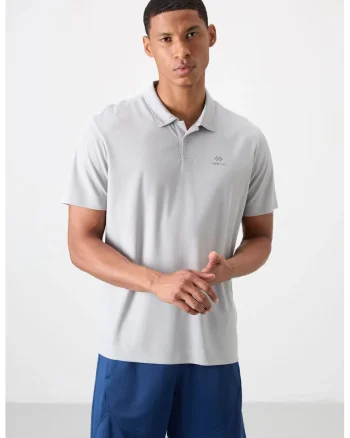 Tricou Polo  Gri deschis, broderie logo, 100% poliester