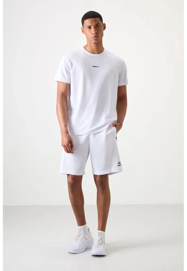 Pantaloni scurti, Barbati, Pantaloni scurti din tricot de poliester pentru Alb,