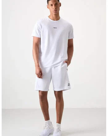 Pantaloni scurti, Barbati, Pantaloni scurti din tricot de poliester pentru Alb,