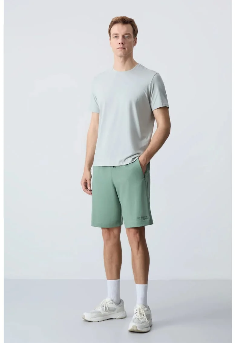 Pantaloni scurti, Barbati, Pantaloni scurti din jerseu TOMMY pentru barbati, Regular Verde salvie,