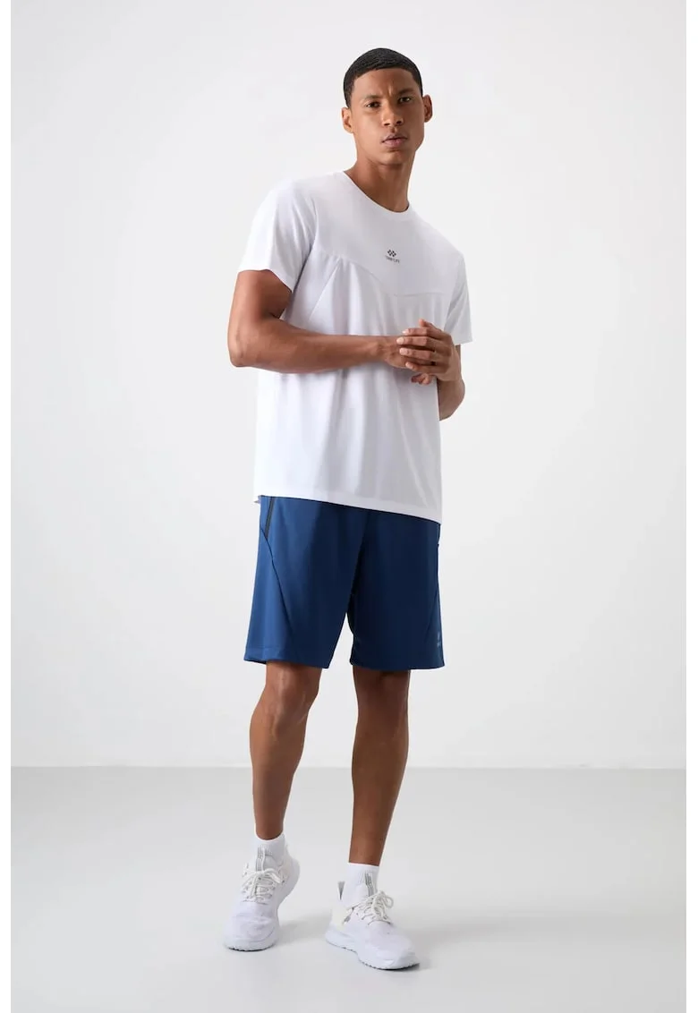 Pantaloni scurti, Barbati, Pantaloni scurti de trening din tricot de poliester TOMMY pentru barbati, Albastru marin,