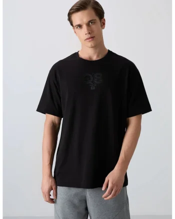 Tricou barbati,  supradimensionat, negru, bumbac si poliester