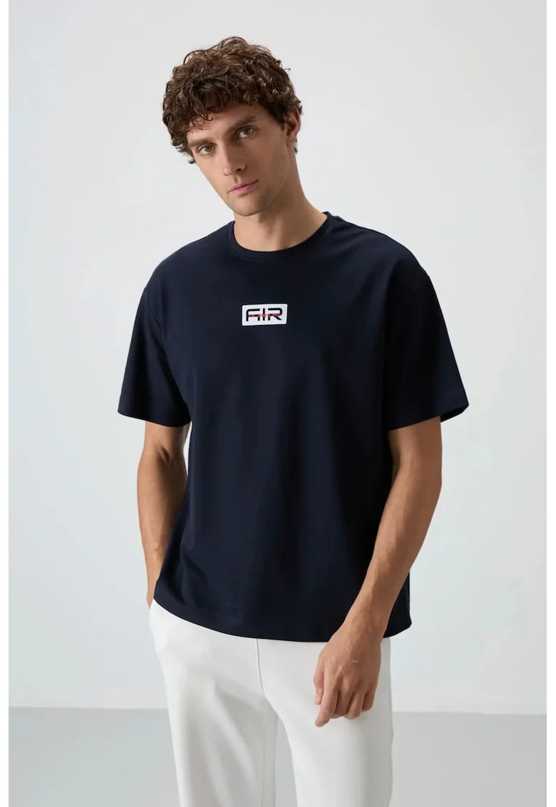 Tricou  Oversized, Albastru Marin, 80% bumbac, 20% poliester