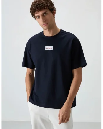 Tricou  Oversized, Albastru Marin, 80% bumbac, 20% poliester