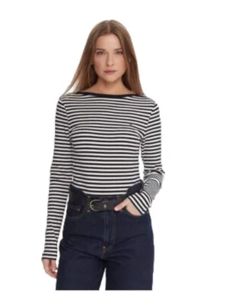 Bluza dama,  viscoza/elastan, bleumarin/alb