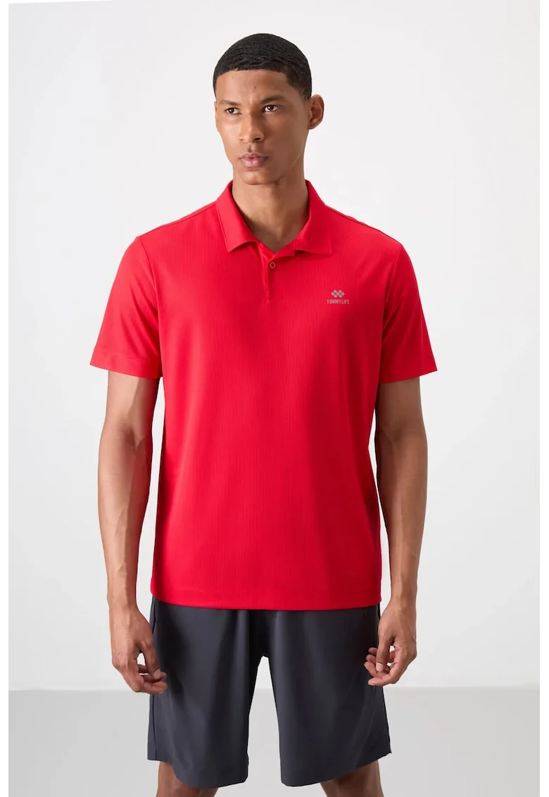 Tricou Polo  rosu, broderie logo, 100% poliester