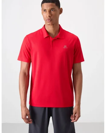 Tricou Polo  rosu, broderie logo, 100% poliester