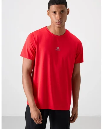 Tricou  barbati, rosu, maneca scurta, logo, poliester-elastan
