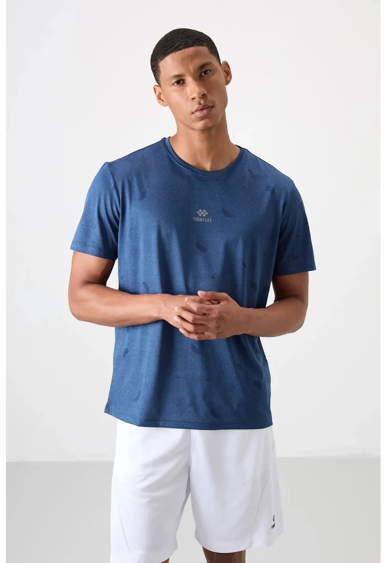 Tricou barbati,  Bird's Eye, Albastru Moroccan, poliester