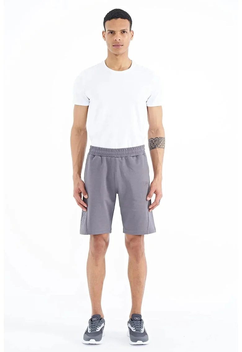 Pantaloni scurti, Barbati, Pantaloni scurti de trening TOMMY din amestec de bumbac pentru barbati, Gri ardezie,