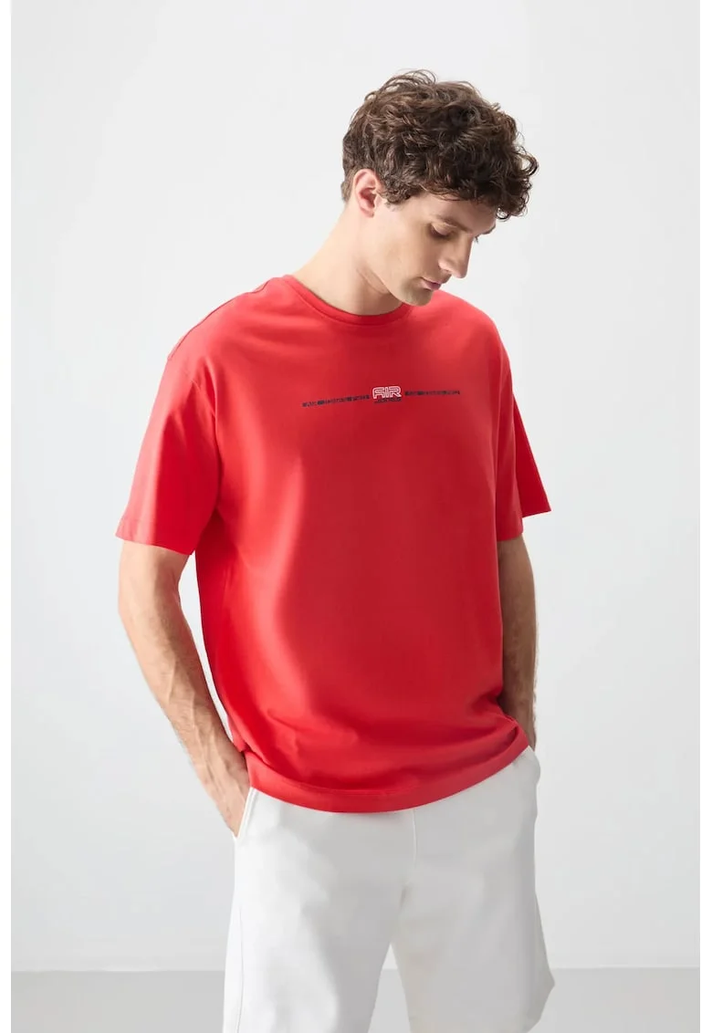 Tricou barbati,  supradimensionat, rosu, bumbac