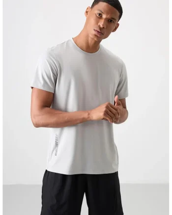 Tricou  Regular Fit, elastic, gri deschis, poliester-elastan