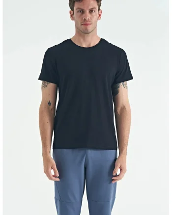 Tricou barbati,  regular fit, elastic, negru, bumbac cu elastan
