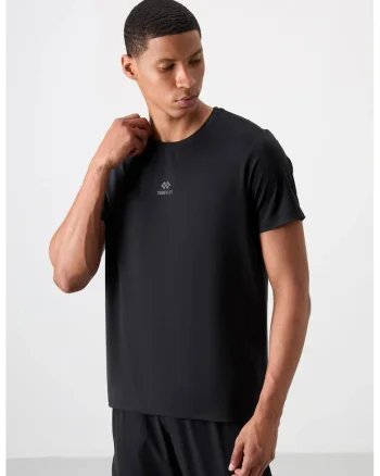Tricou  maneca scurta, negru, poliester si elastan