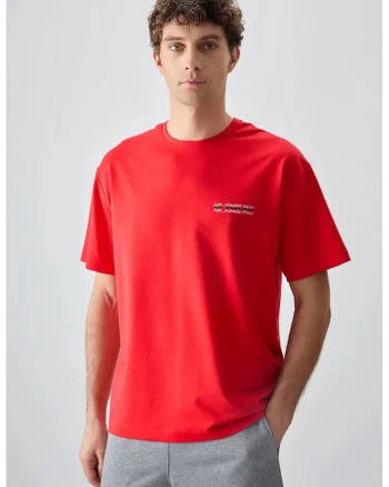 Tricou  oversized, rosu, bumbac, pentru barbati