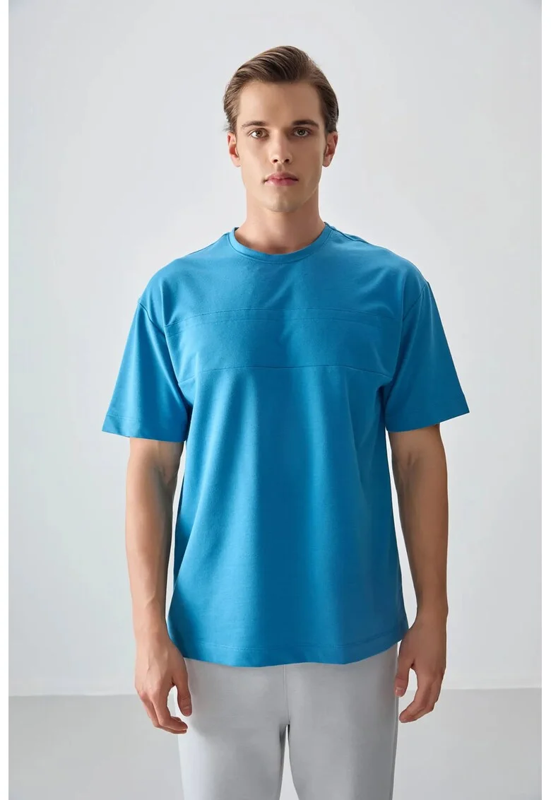 Tricouri barbati,  tricou supradimensionat, elastic, albastru cerulean