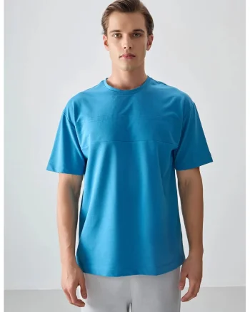 Tricouri barbati,  tricou supradimensionat, elastic, albastru cerulean