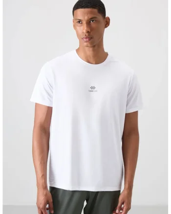 Tricou  alb, cu logo, maneca scurta, 83% poliester, 17% elastan
