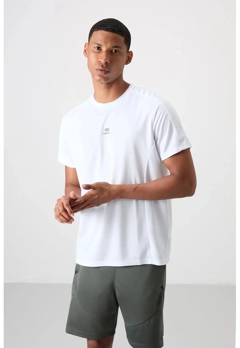 Tricou  barbati, alb, 100% poliester, gat rotund, maneca scurta