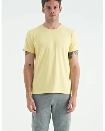 Tricou  barbati, galben lamaie, elastic, bumbac