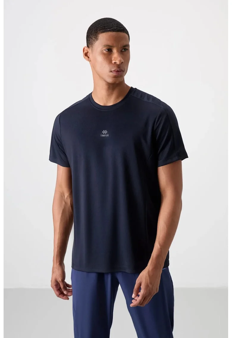 Tricou barbati,  croiala regulara, guler rotund, bleumarin, poliester