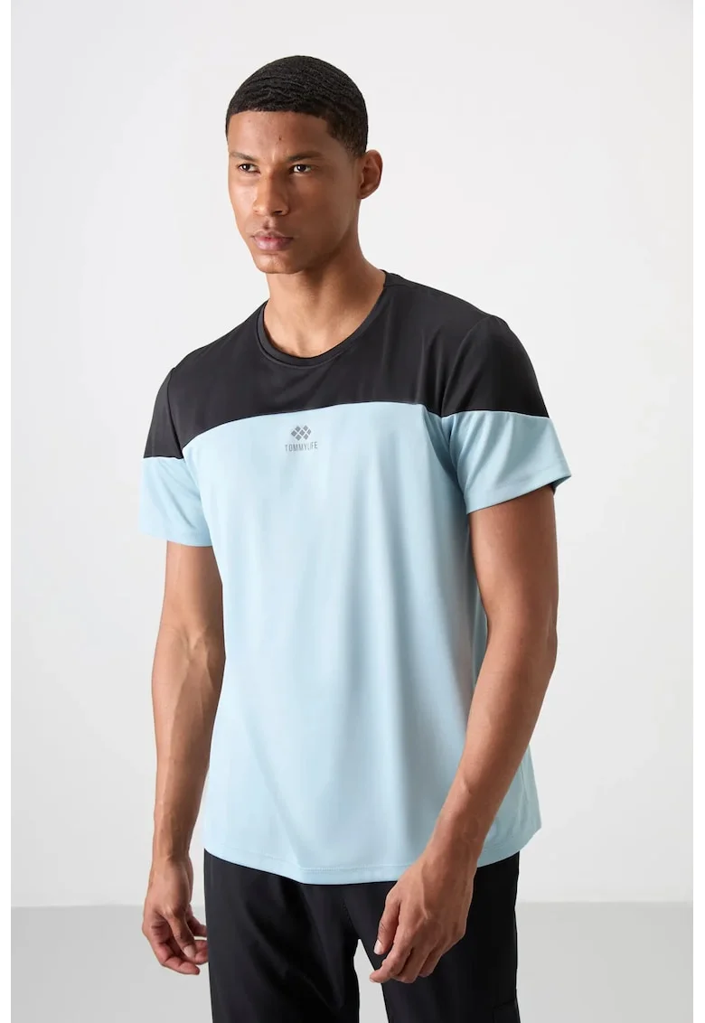 Tricou  barbati, guler rotund, 100% poliester albastru