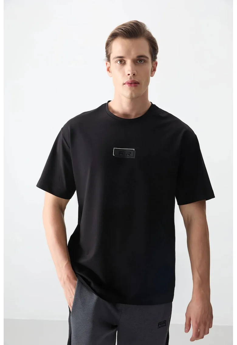 Tricou  Oversized cu Logo, Negru, pentru Femei