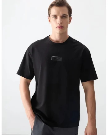 Tricou  Oversized cu Logo, Negru, pentru Femei
