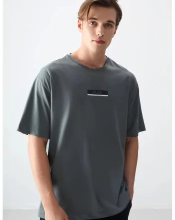 Tricou Barbati,  Oversized, Gri Ardezie, 100% bumbac