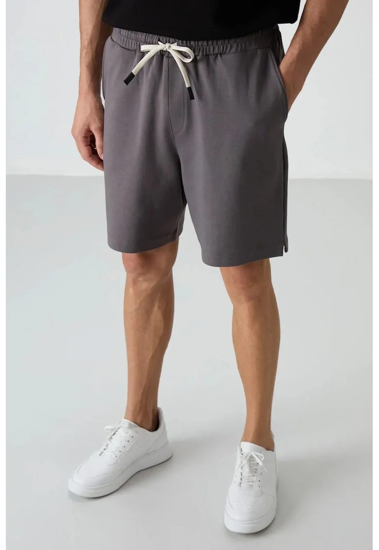Pantaloni scurti, Barbati, Pantaloni scurti de trening TOMMY din bumbac-poliester pentru barbati, Gri carbune,