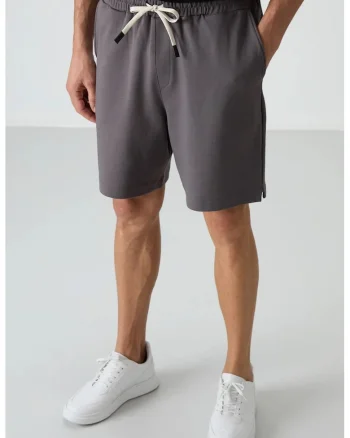 Pantaloni scurti, Barbati, Pantaloni scurti de trening TOMMY din bumbac-poliester pentru barbati, Gri carbune,