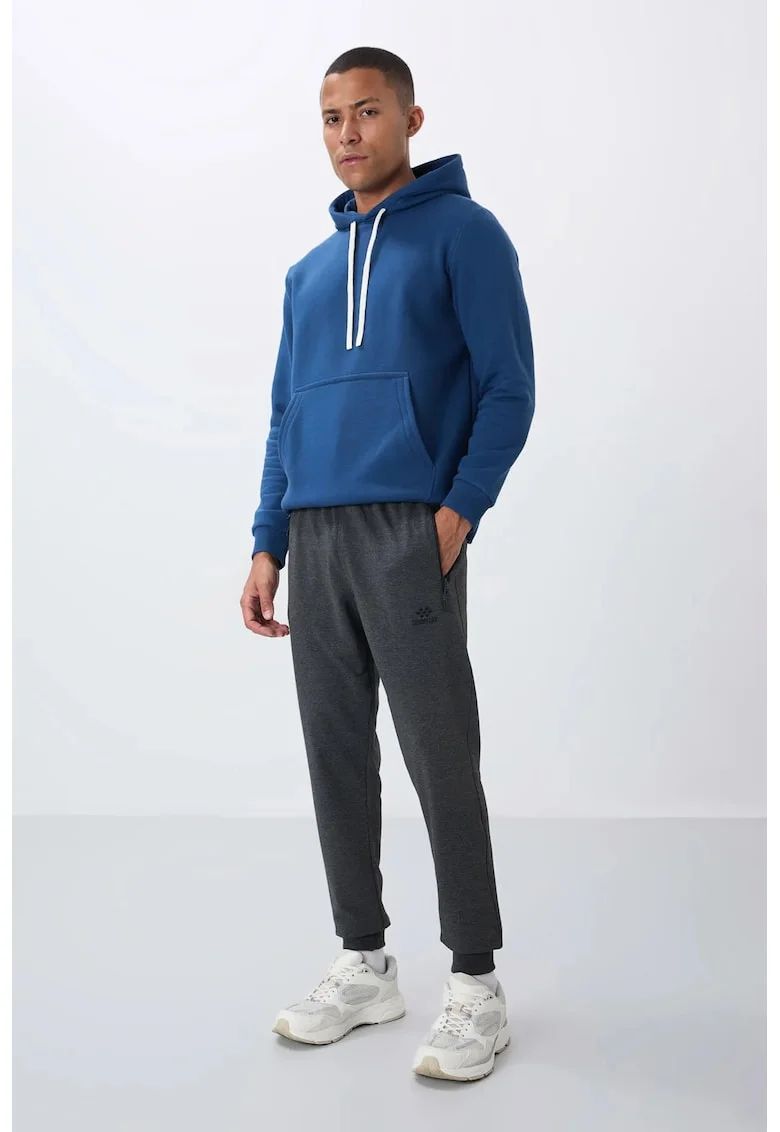 Pantaloni de trening, Barbati, Pantaloni de trening TOMMY pentru barbati cu buzunar cu fermoar, Gri carbune, Gri antracit
