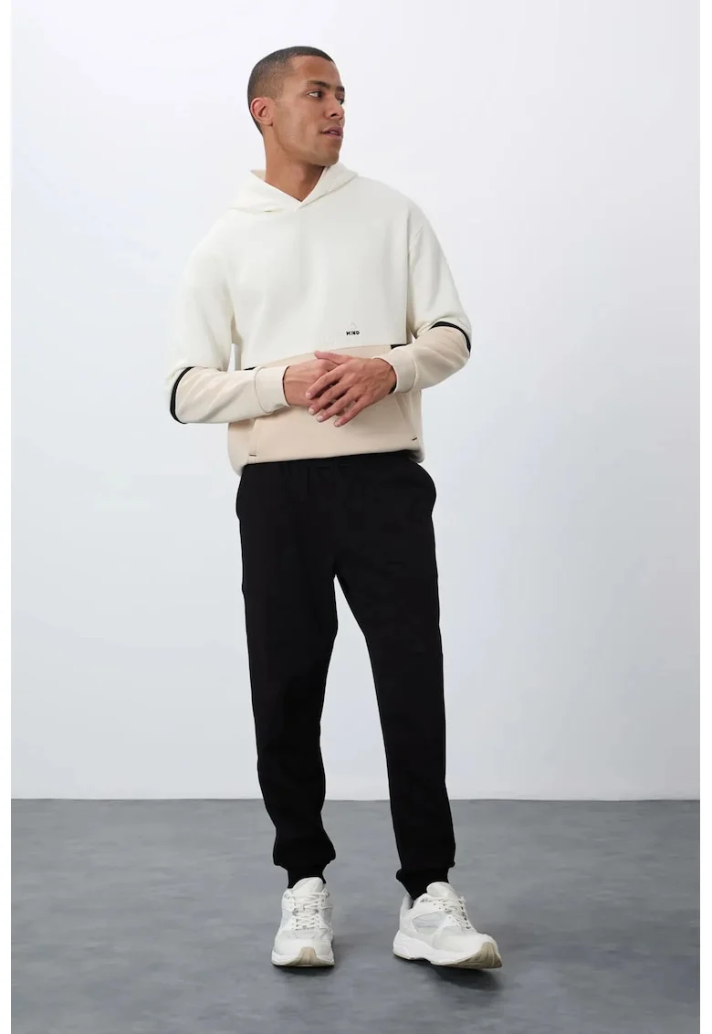 Pantaloni de trening, Barbati, Pantaloni de trening TOMMY pentru barbati din fleece uni, Negru,