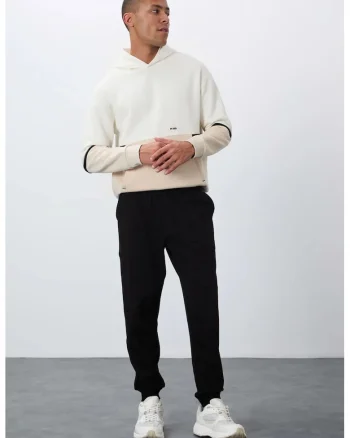 Pantaloni de trening, Barbati, Pantaloni de trening TOMMY pentru barbati din fleece uni, Negru,