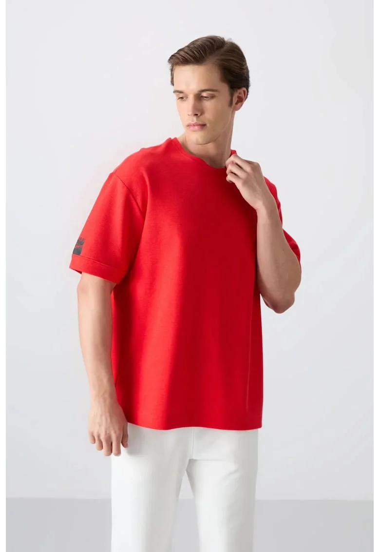 Tricou  barbati, supradimensionat, rosu, bumbac/poliester