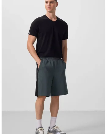 Pantaloni scurti, Barbati, TOMMY Pantaloni scurti supradimensionati din din amestec de bumbac, Gri carbune,