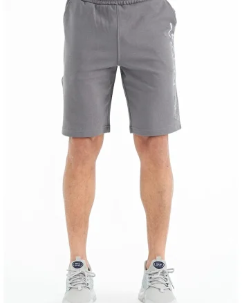 Pantaloni scurti, Barbati, Pantaloni scurti de trening din fleece imprimati TOMMY pentru barbati, Gri carbune,