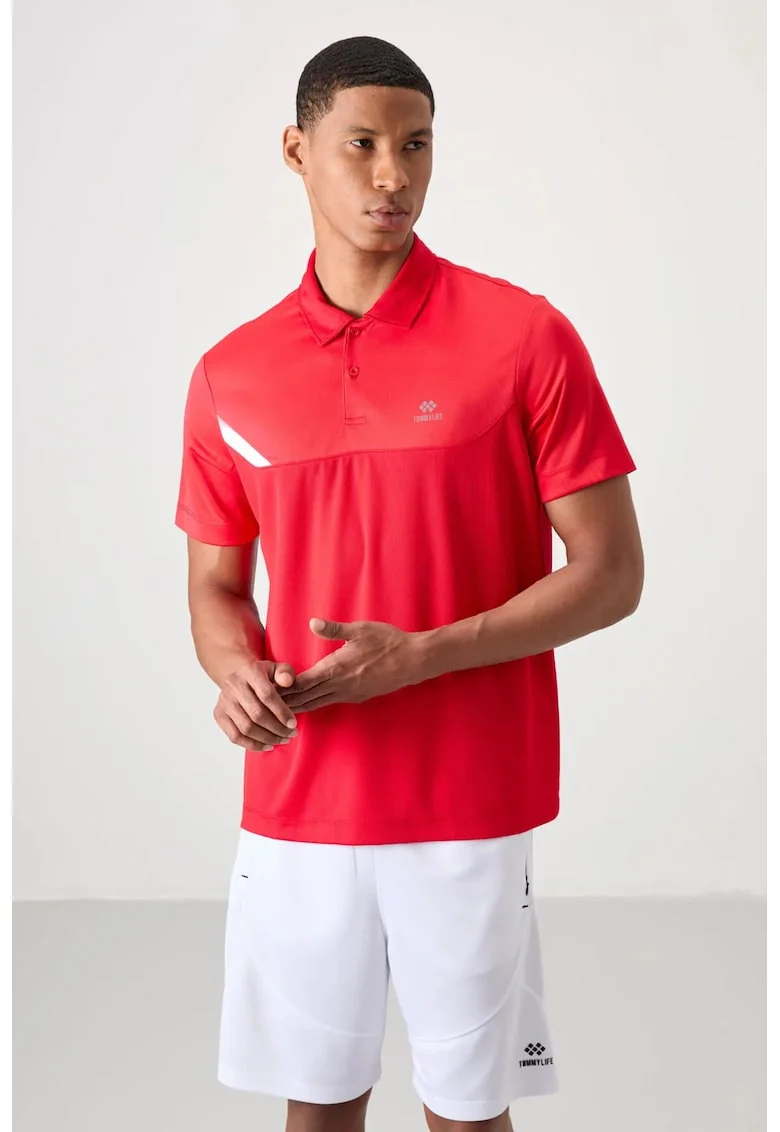 Tricou Polo Barbati,  rosu, 100% poliester, cu buton