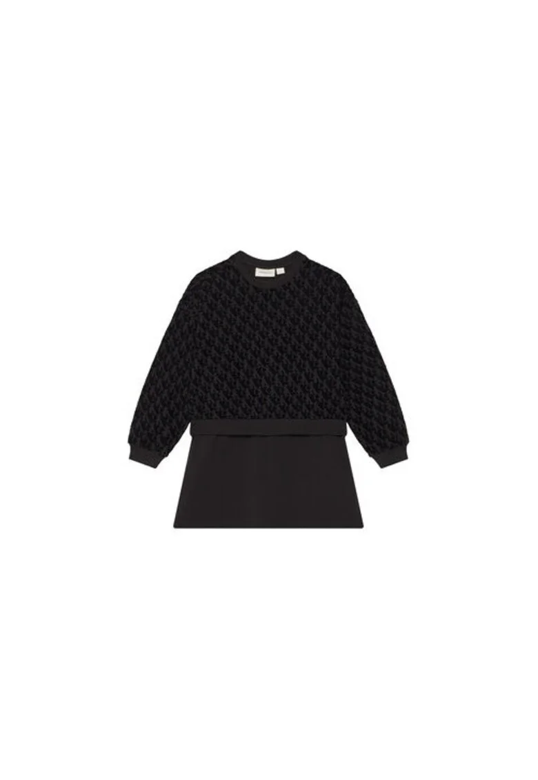 Rochie casual Fete,  Negru, 74% bumbac, 21% poliester reciclat, 5% elastan, 12 ani