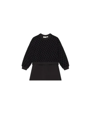 Rochie casual Fete,  Negru, 74% bumbac, 21% poliester reciclat, 5% elastan, 12 ani