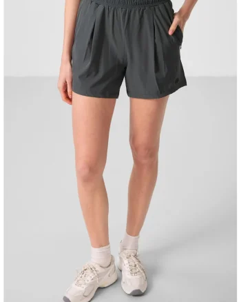 Pantaloni scurti,  regular fit, talie inalta, verde, poliester