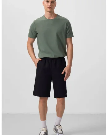 Pantaloni scurti, Barbati, TOMMY Pantaloni scurti supradimensionati din amestec de bumbac, Negru