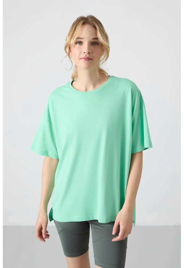 Tricou  supradimensionat, verde menta, bumbac-modal, maneca scurta