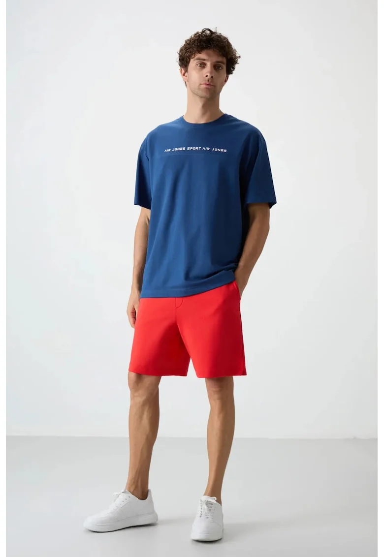 Pantaloni scurti, Barbati, Pantaloni scurti de trening TOMMY din bumbac-poliester pentru barbati, Rosu, Rosu