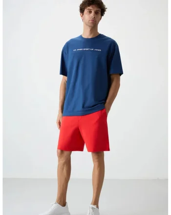 Pantaloni scurti, Barbati, Pantaloni scurti de trening TOMMY din bumbac-poliester pentru barbati, Rosu, Rosu